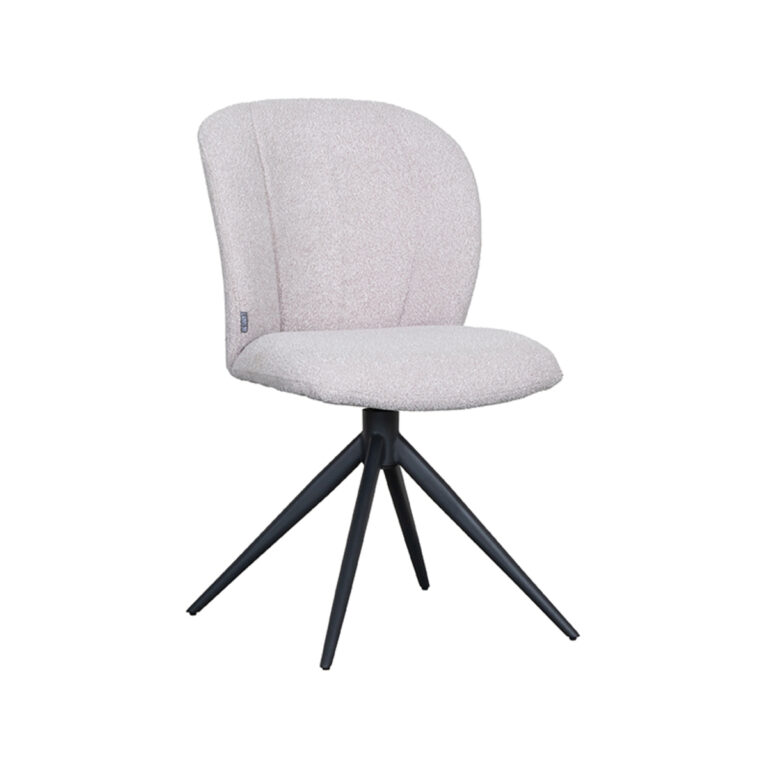 LABEL51 Eetkamerstoel Kimo - Naturel - Boucle - Black Frame