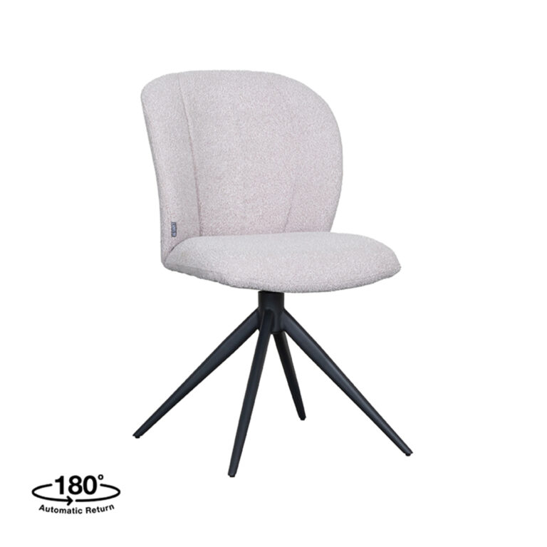 LABEL51 Eetkamerstoel Kimo - Naturel - Boucle - Black Frame