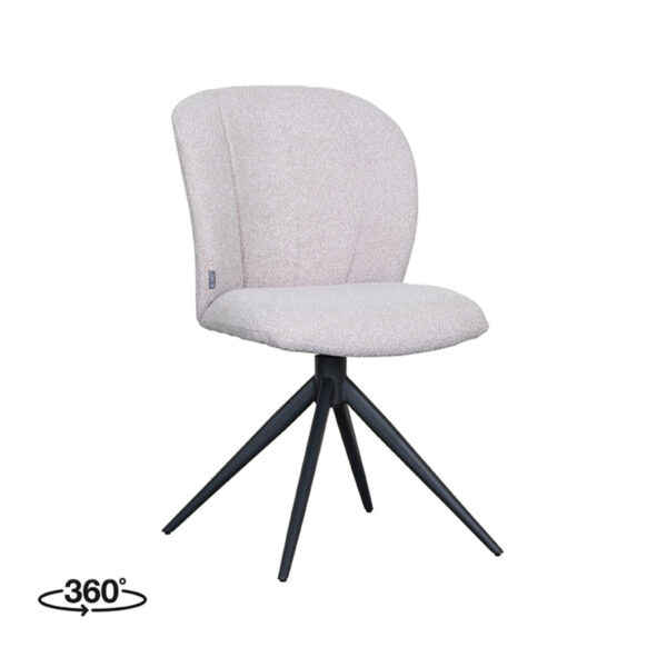 LABEL51 Eetkamerstoel Kimo - Naturel - Boucle - Black Frame