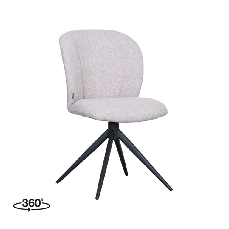 LABEL51 Eetkamerstoel Kimo - Naturel - Boucle - Black Frame