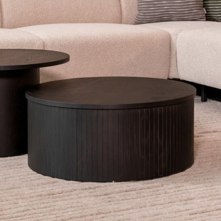 LABEL51 Salontafel Oliva - Zwart - Eiken - 70 cm - Rond