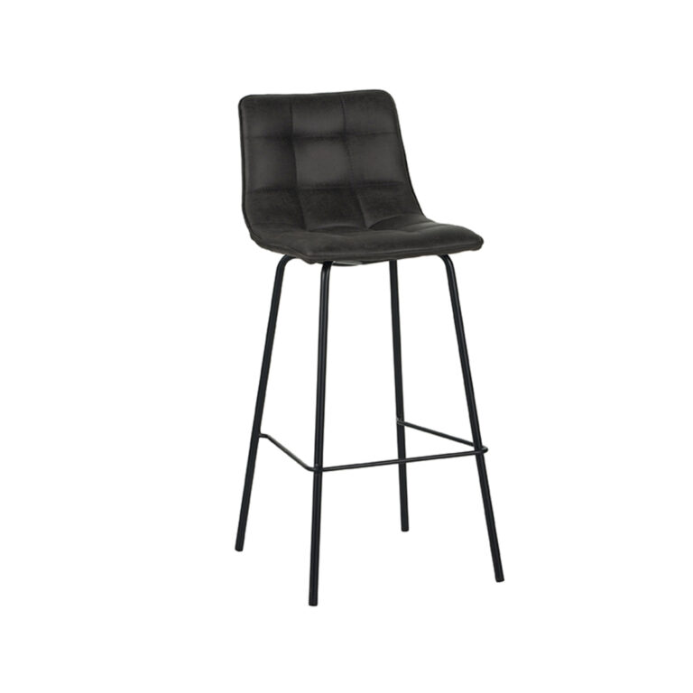 LABEL51 Barkruk Bistro - Antraciet - Micro Suede - Zithoogte 78