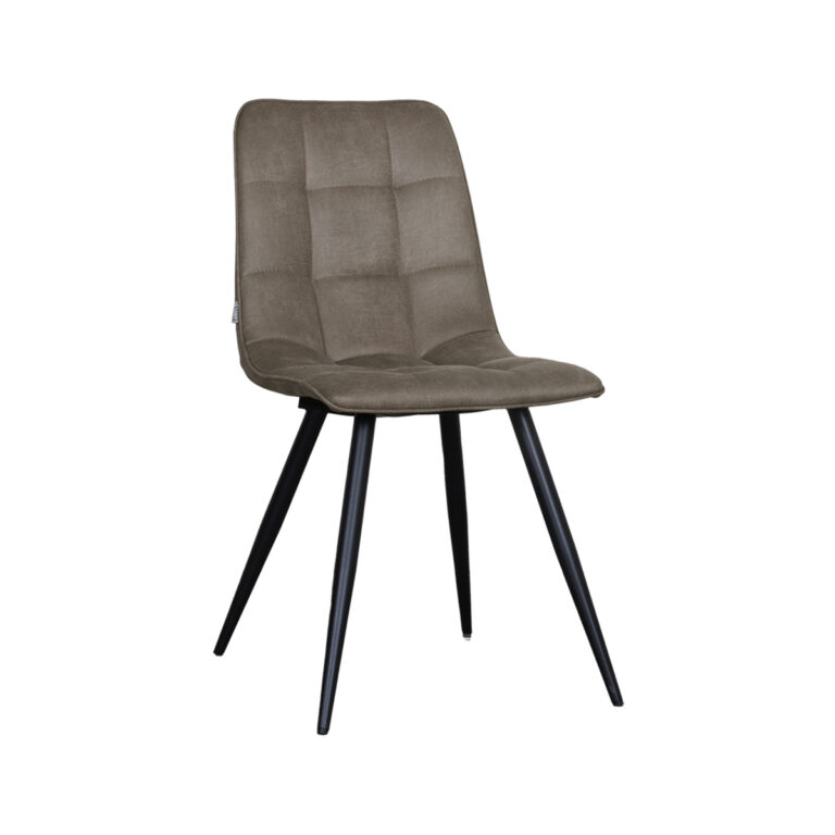 LABEL51 Eetkamerstoel Bistro - Taupe - Micro Suede - Black Frame