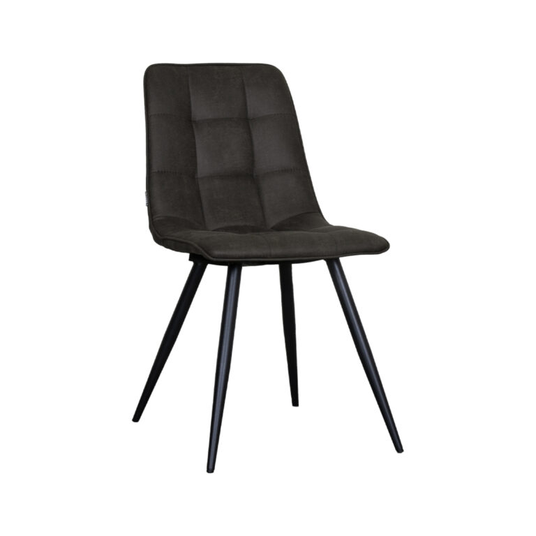 LABEL51 Eetkamerstoel Bistro - Antraciet - Micro Suede - Black Frame