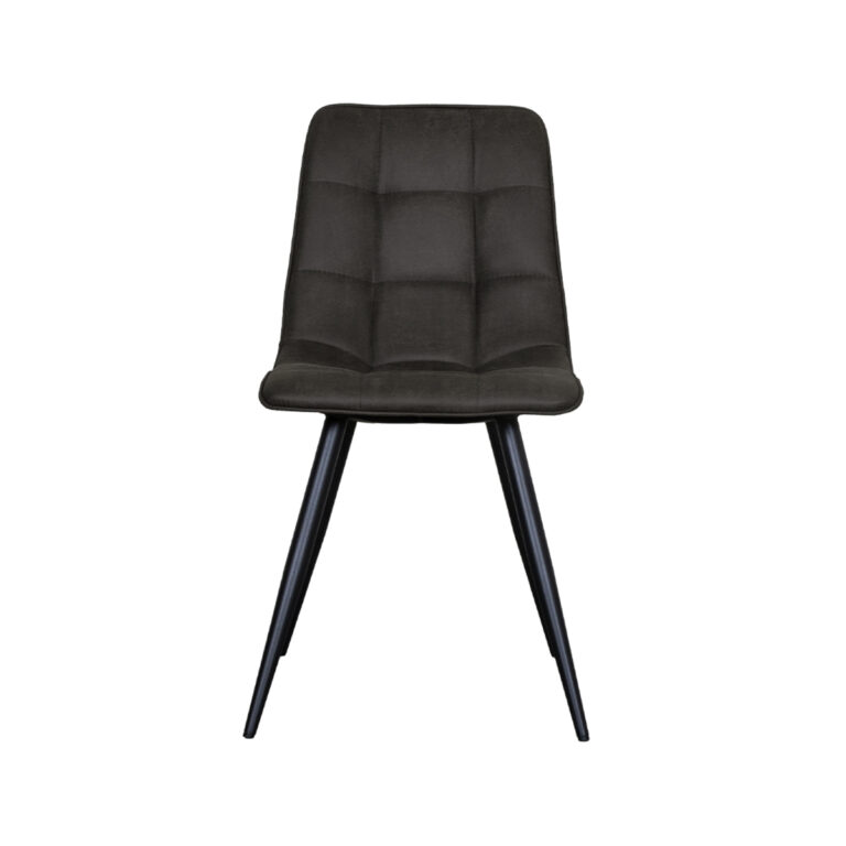 LABEL51 Eetkamerstoel Bistro - Antraciet - Micro Suede - Black Frame