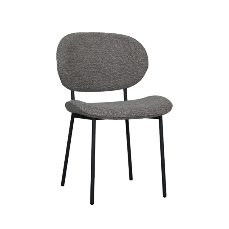 LABEL51 Eetkamerstoel Senn - Truffel grijs - Boucle - Black Frame