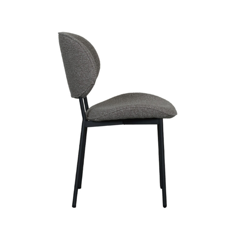LABEL51 Eetkamerstoel Senn - Truffel grijs - Boucle - Black Frame
