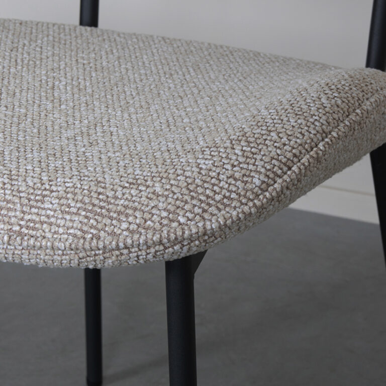 LABEL51 Eetkamerstoel Senn - Naturel - Boucle - Black Frame