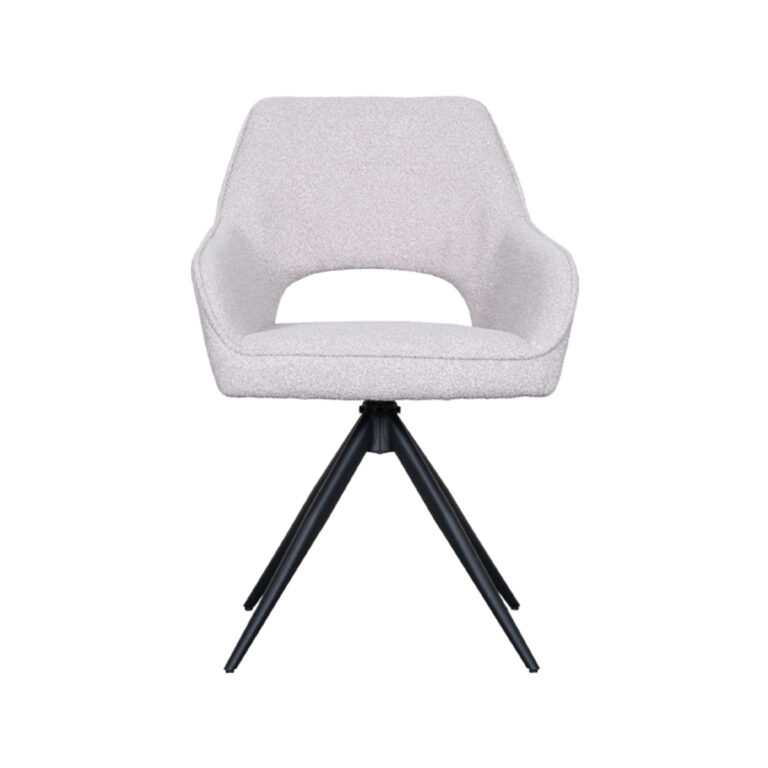 LABEL51 Eetkamerstoel Finley - Naturel - Boucle - Black Frame
