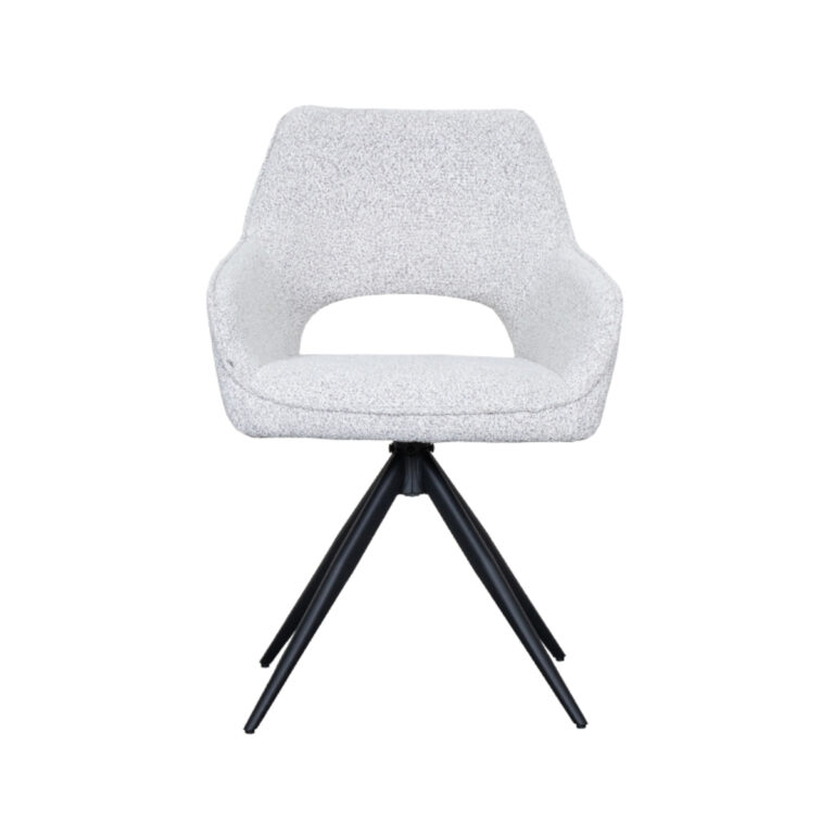 LABEL51 Eetkamerstoel Finley - Wit - Boucle - Black Frame