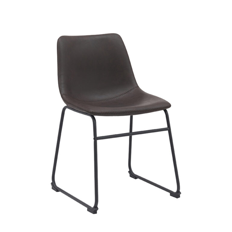 LABEL51 Eetkamerstoel Risto - Donkerbruin - PU-Leder - Black Frame