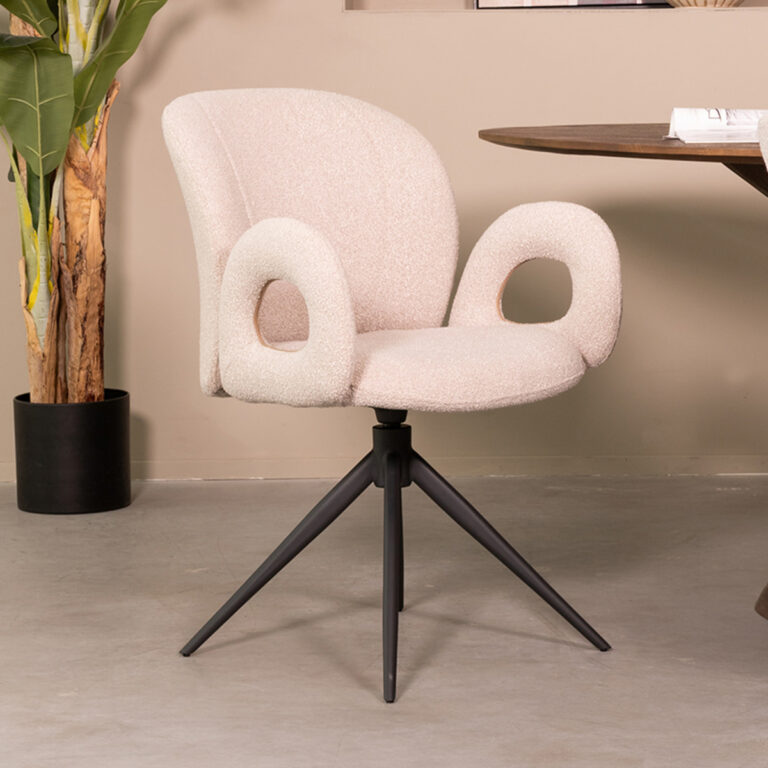 LABEL51 Eetkamerstoel Neo - Naturel - Boucle - Black Frame