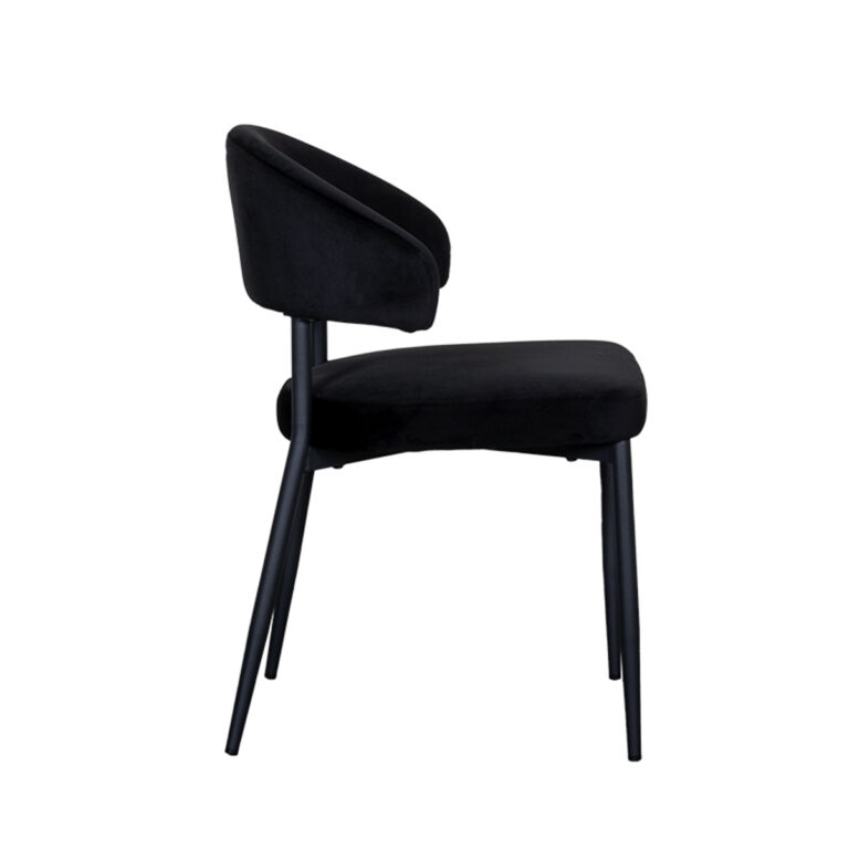 LABEL51 Eetkamerstoel Bliss - Zwart - Fluweel - Black Frame