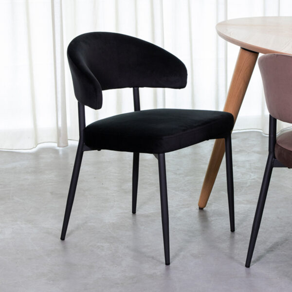LABEL51 Eetkamerstoel Bliss - Zwart - Fluweel - Black Frame