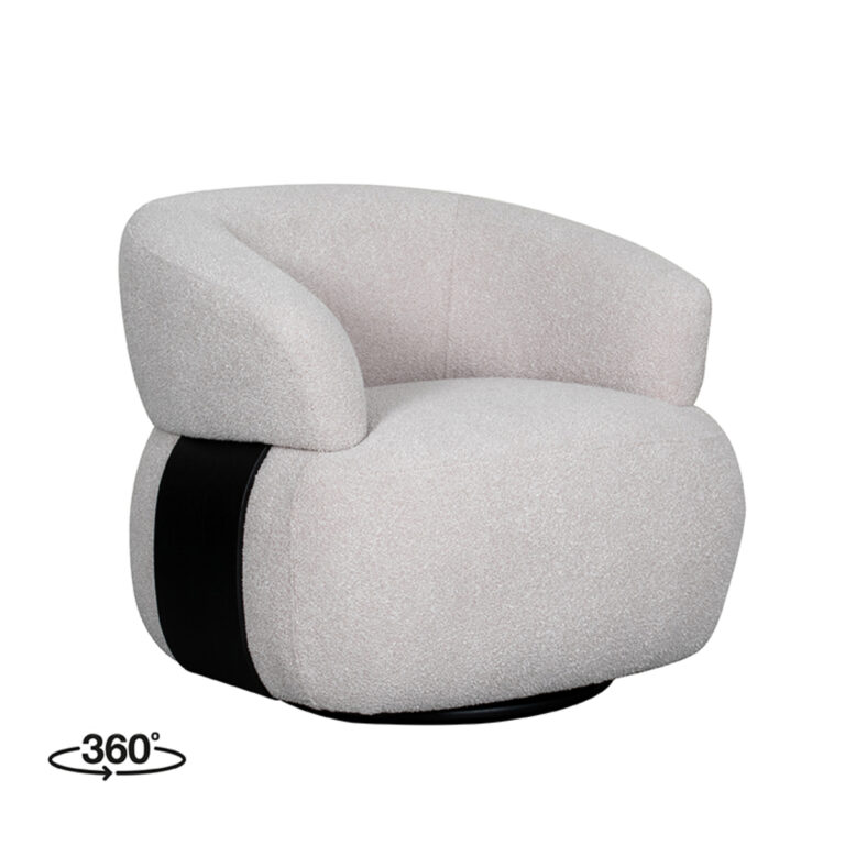LABEL51 Armchair Valenza - Natural - Boucle - Black Oak