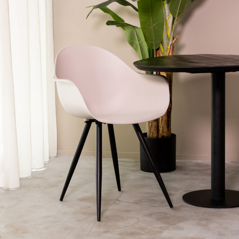 LABEL51 Chaise de salle à manger Luca - Sable - Plastique - Cadre Noir