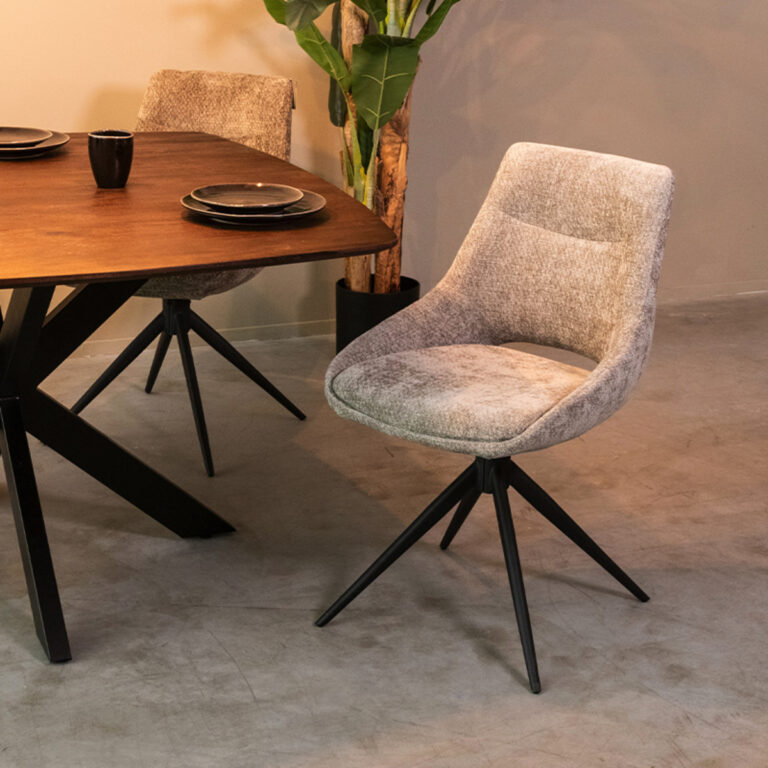 LABEL51 Eetkamerstoel Marlow - Stone - Elite - Black Frame