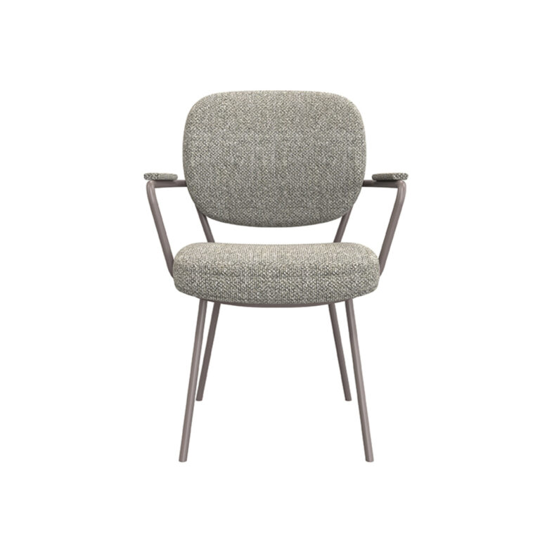 LABEL51 Eetkamerstoel Lausanne - Truffel grijs - Boucle - Bronze Frame