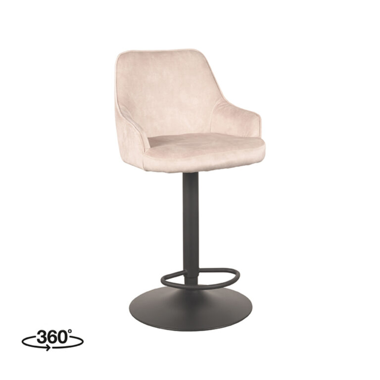 LABEL51 Barkruk Fender - Naturel - Velours - Zithoogte 64-84