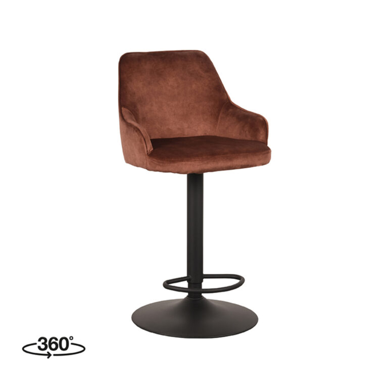 LABEL51 Barkruk Fender - Rust - Velours - Zithoogte 64-84