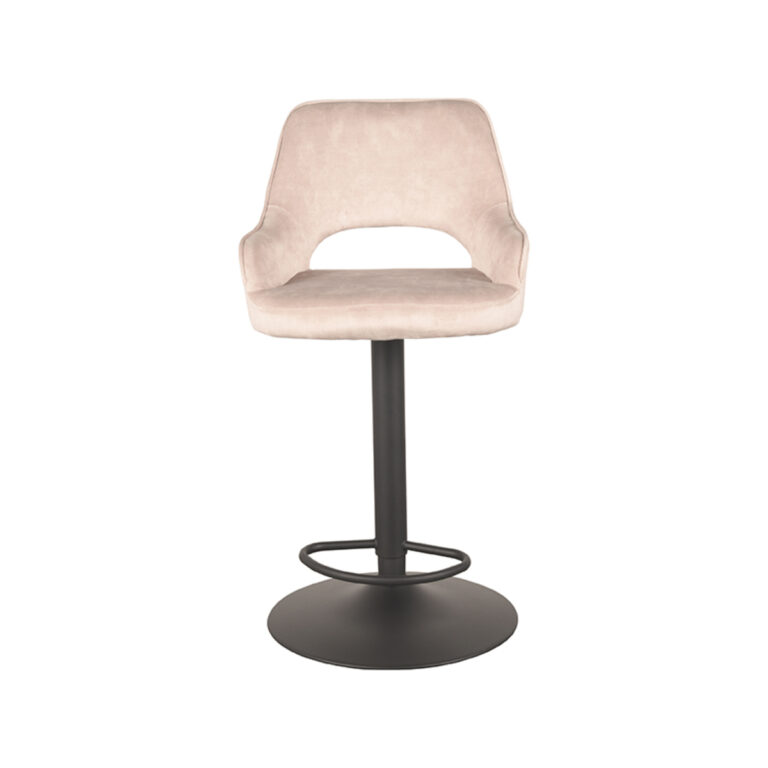 LABEL51 Barkruk Fer - Naturel - Velours - Zithoogte 64-84