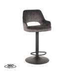 Barkruk_Fer_45x47x92-113_cm_Antraciet_Velours_Perspectief_360