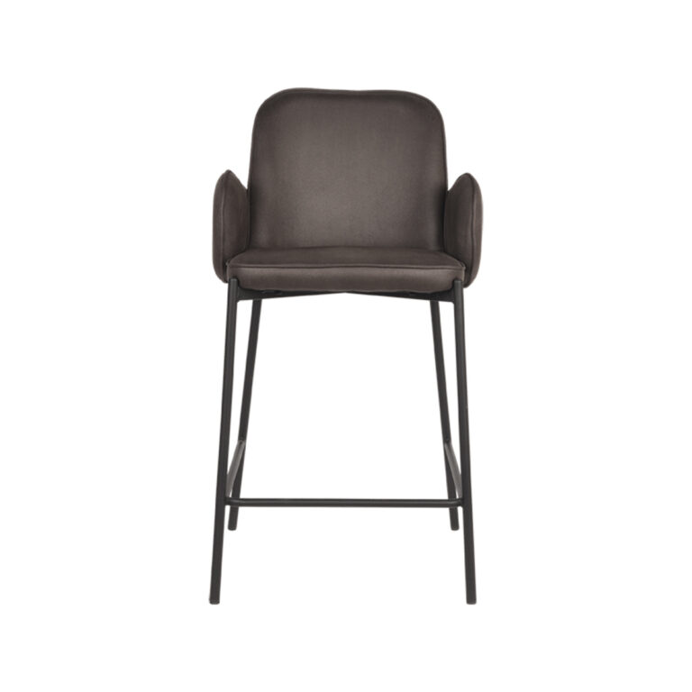 D-MAXX Barkruk Jari - Antraciet - Microfiber - Zithoogte 65
