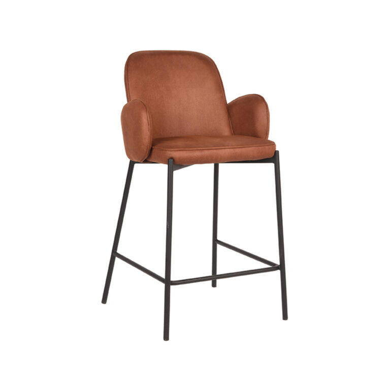 D-MAXX Barkruk Jari - Cognac - Microfiber - Zithoogte 65