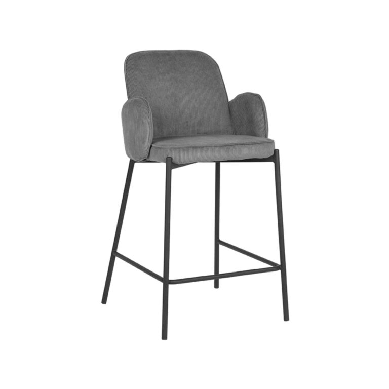 D-MAXX Barkruk Jari - Donkergrijs - Ribcord - Zithoogte 65
