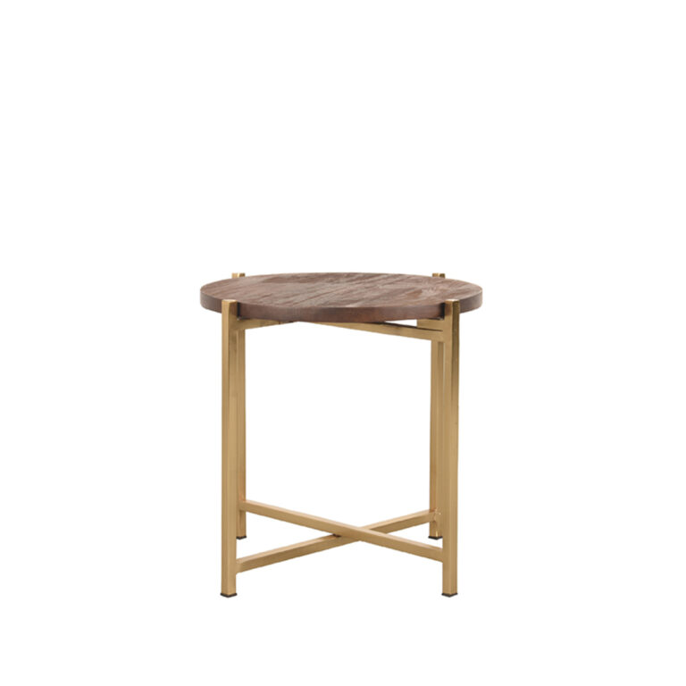 LABEL51 Bijzettafel Dox - Espresso - Mangohout - 40 cm Goud