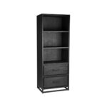 Boekenkast_Chili_Zwart_Mangohout_70x45x185_cm_Perspectief