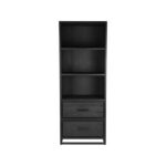 Boekenkast_Chili_Zwart_Mangohout_70x45x185_cm_Voorkant