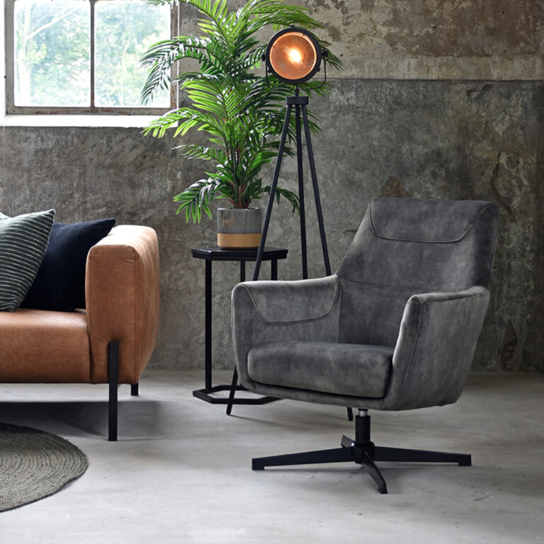LABEL51 Fauteuil Toby - Antraciet - Velours - One Size