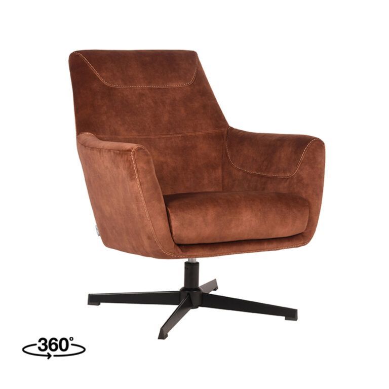 LABEL51 Fauteuil Toby - Rust - Velours - One Size