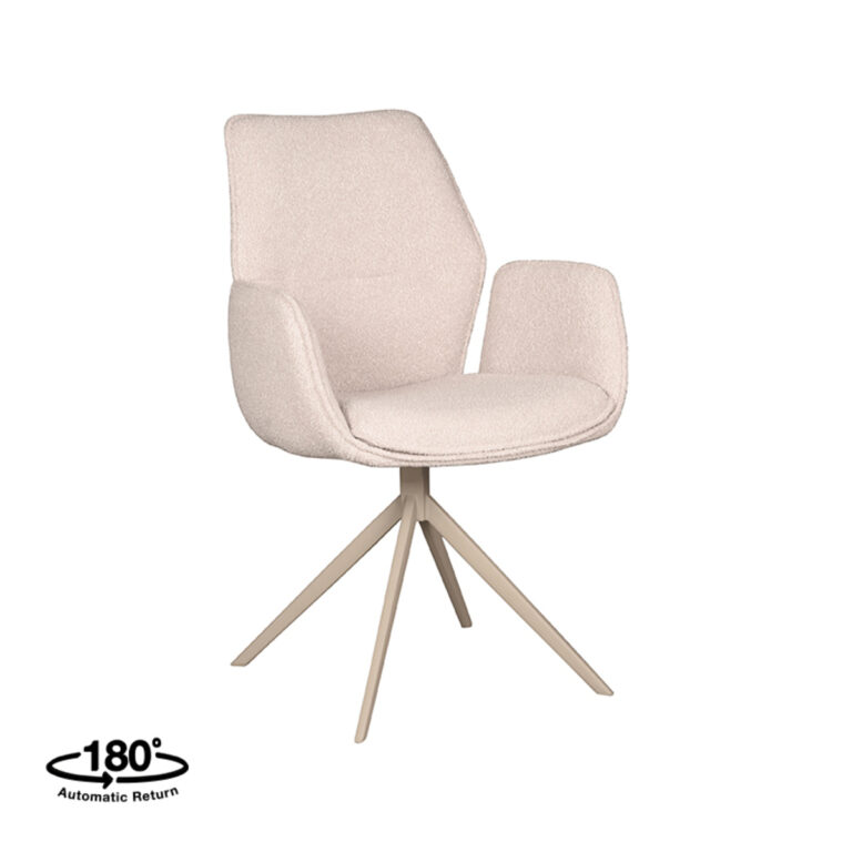 LABEL51 Eetkamerstoel Mellow - Naturel - Boucle - Taupe Frame