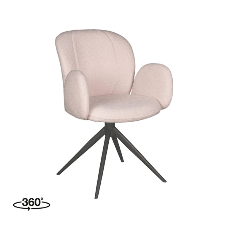 LABEL51 Eetkamerstoel Kimball - Naturel - Boucle - Black Frame