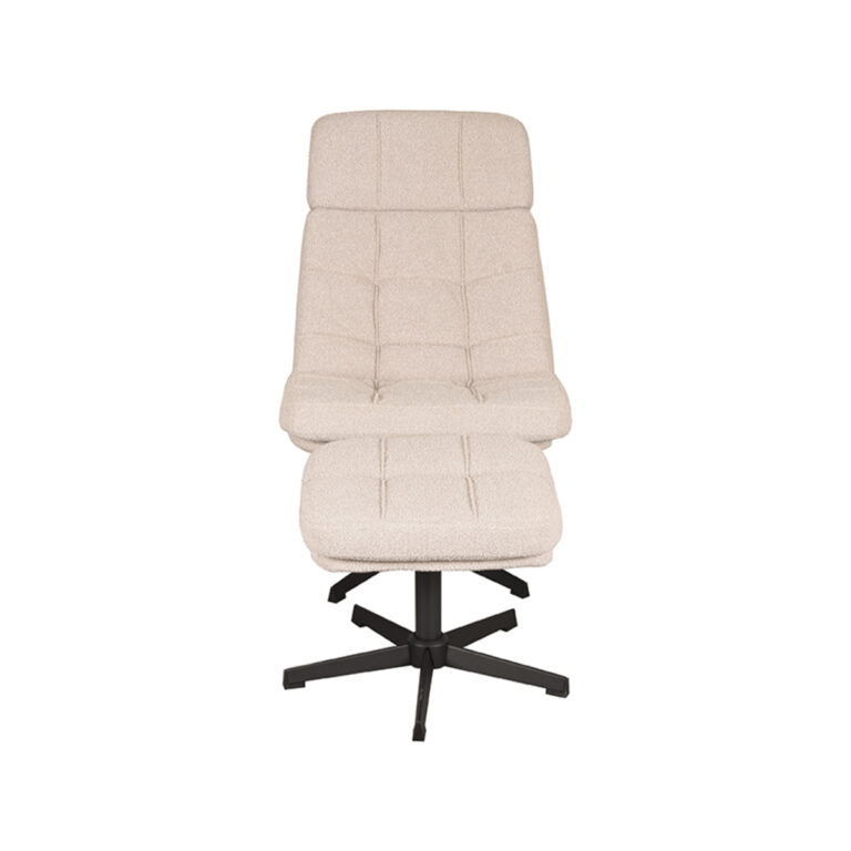 LABEL51 Fauteuil Alvar - Naturel - Boucle - Incl. Hocker