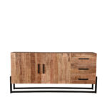 Dressoir_Bolivia_Rough_Mangohout_Zwart_metaal_184x40x85_cm_Voorkant