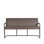 Eetkamerbank_Denmark_Antraciet_Microvezel_Zwart_Metaal_155x62x86_cm_Vooraanzicht