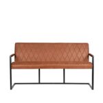 Eetkamerbank_Denmark_Cognac_Microvezel_Zwart_Metaal_155x62x86_cm_Vooraanzicht