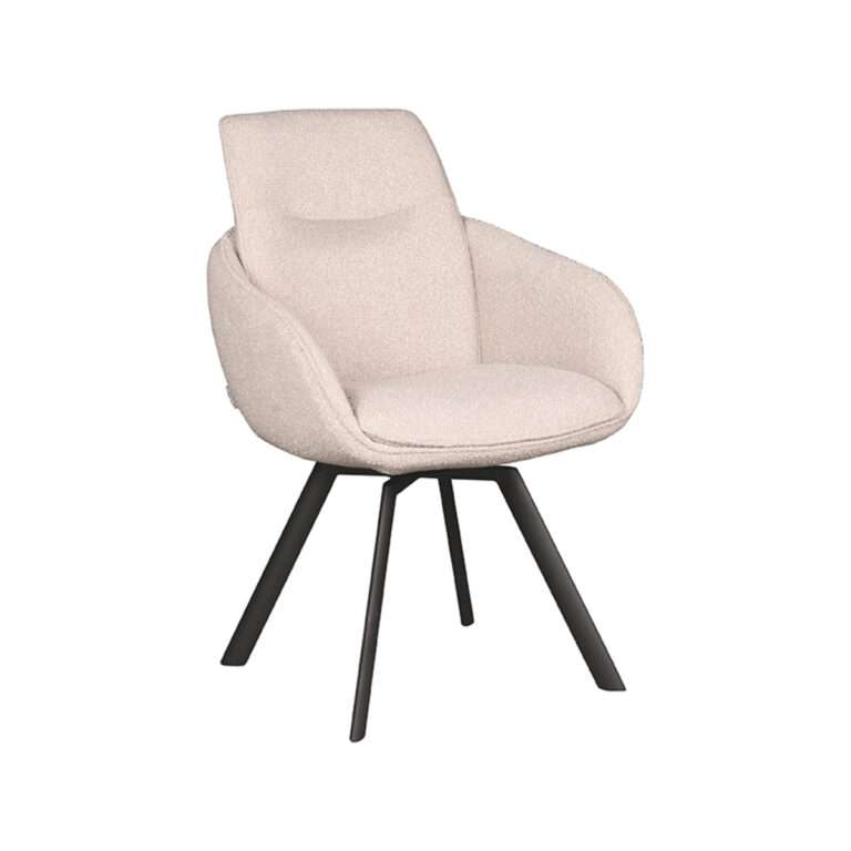 LABEL51 Eetkamerstoel Beauty - Naturel - Boucle - Black Frame