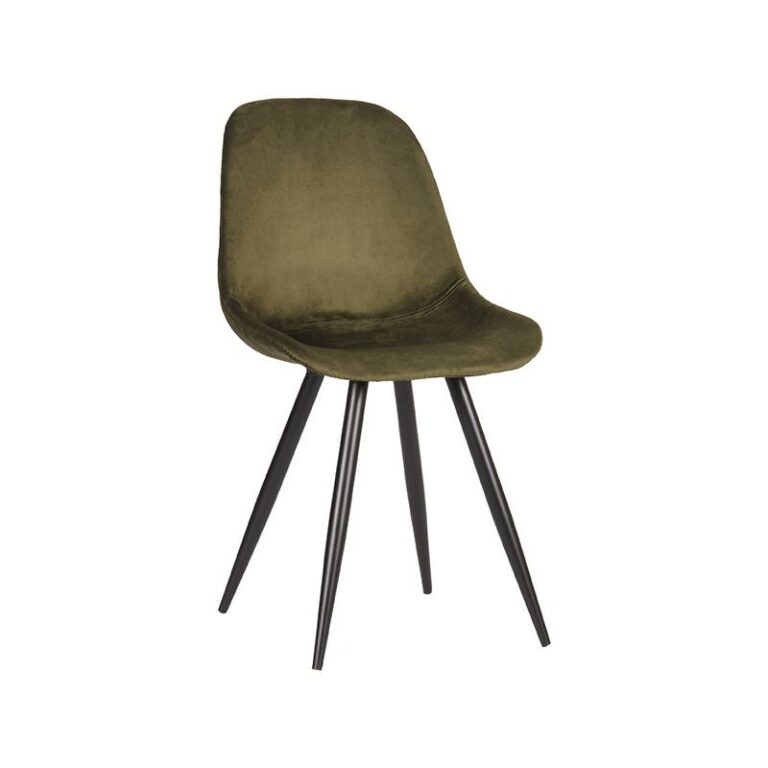 LABEL51 Eetkamerstoel Capri - Army green - Fluweel - Black Frame
