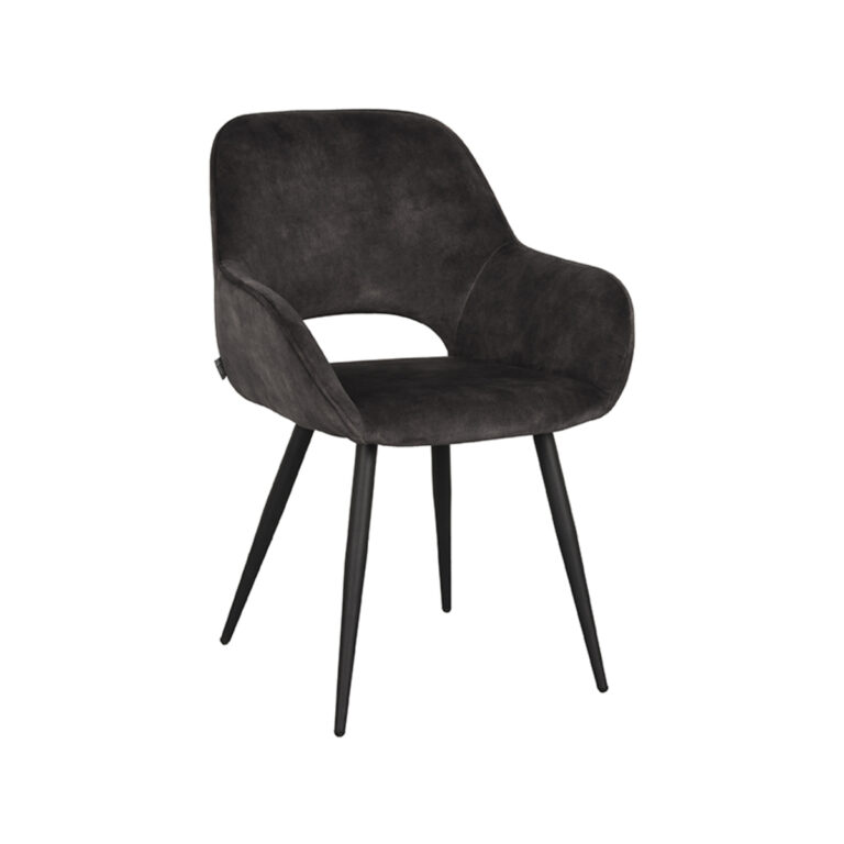 LABEL51 Eetkamerstoel Fer - Antraciet - Velours - Black Frame