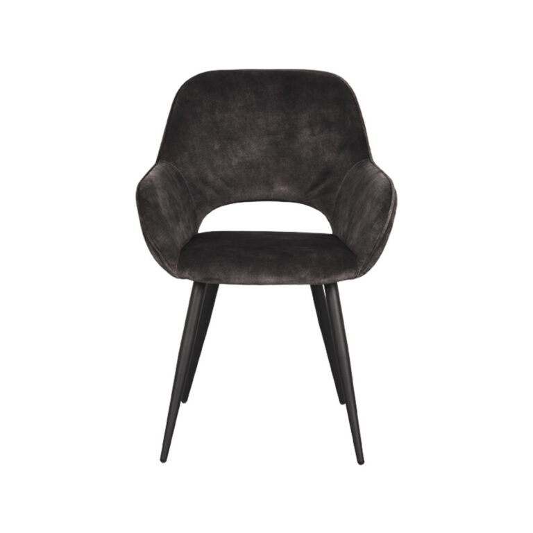 LABEL51 Eetkamerstoel Fer - Antraciet - Velours - Black Frame
