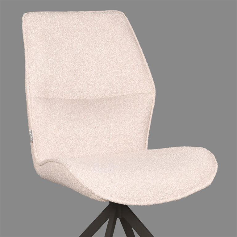 LABEL51 Eetkamerstoel Comfy - Naturel - Boucle - Black Frame