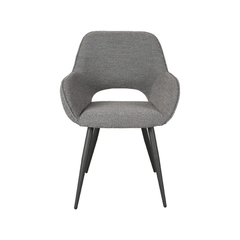 LABEL51 Eetkamerstoel Fer - Grijs - Boucle - Black Frame
