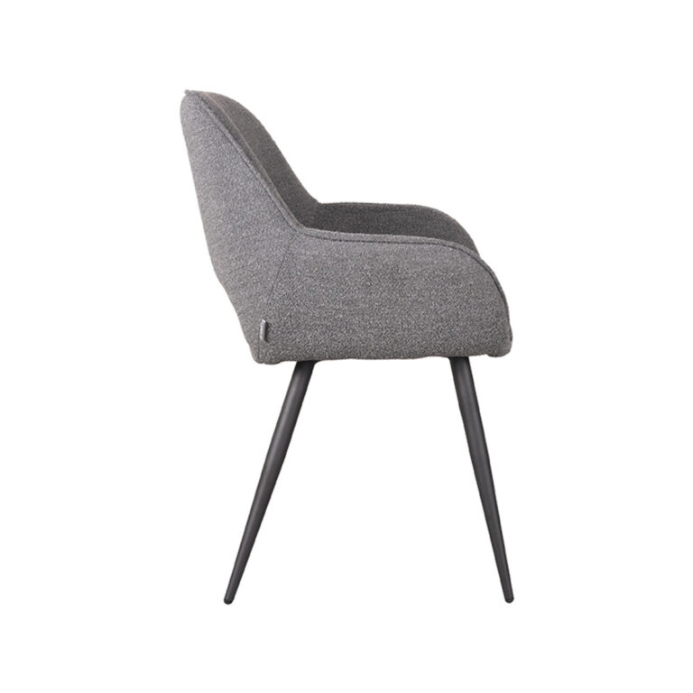 LABEL51 Eetkamerstoel Fer - Grijs - Boucle - Black Frame