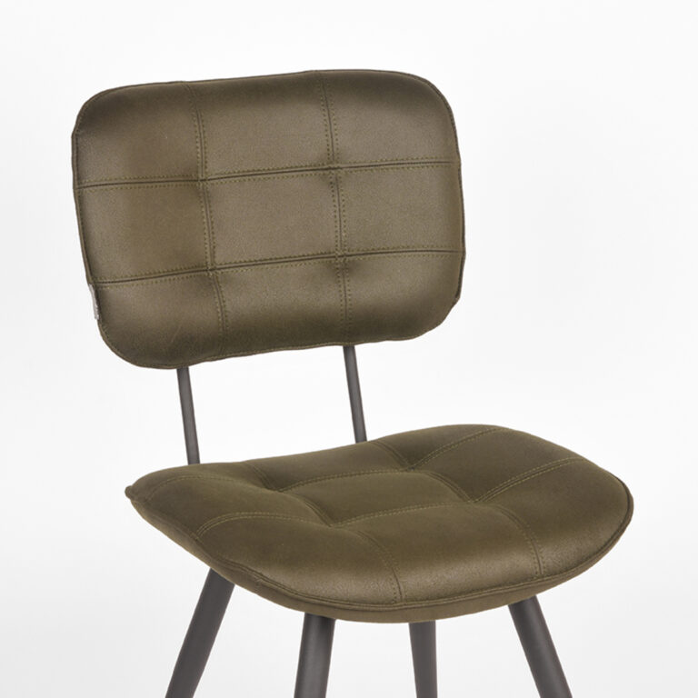 LABEL51 Eetkamerstoel Gus - Army green - Microfiber - Black Frame