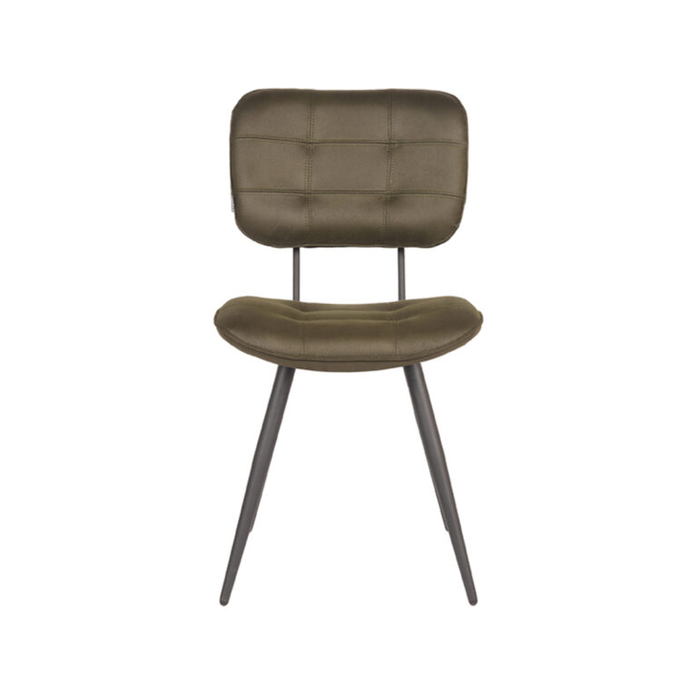 LABEL51 Eetkamerstoel Gus - Army green - Microfiber - Black Frame