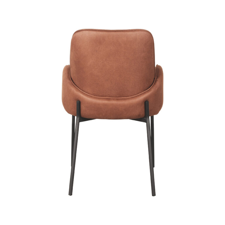 LABEL51 Eetkamerstoel Jari - Cognac - Microfiber - Black Frame